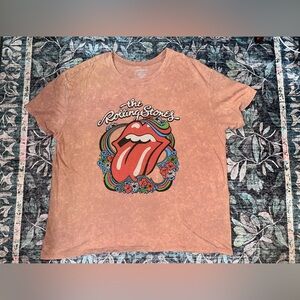 The Rolling Stones Peach Tee with Colorful Logo